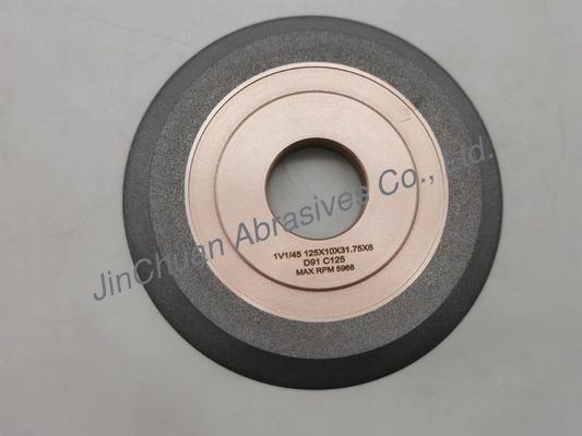 Roda Gerinda Berlian Ikatan Hibrid Resin 1v1 Untuk Penggilingan Cnc 125*10*31,75*6 Mm