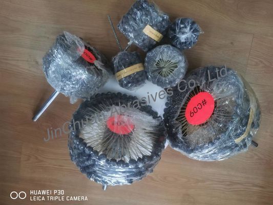 Efisiensi Tinggi Karbida Silikon Bulat Pengasah Sikat Abrasives Metal Handle