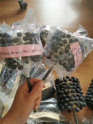 Efisiensi Tinggi Karbida Silikon Bulat Pengasah Sikat Abrasives Metal Handle