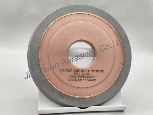 125mm 1V1 20 derajat Hybrid Bond Diamond Grinding Wheels untuk Fluting dan Gashing