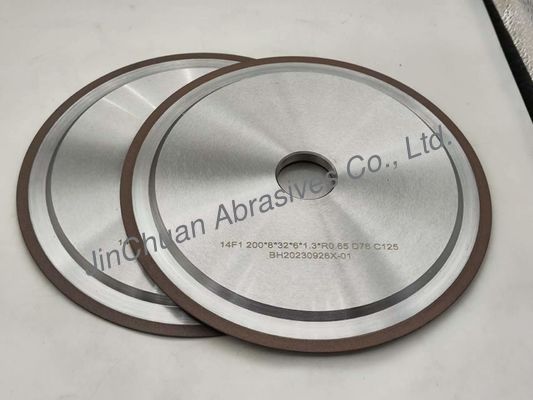 R0.65mm Rein Bond CBN Grinding Wheel Untuk Tungsten Carbide Roll Sharpening 200mm