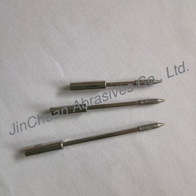 D151# Pin penggilingan berlian bertekstur elektroda dengan diameter kepala 2,2 mm dan panjang abrasif 8 mm