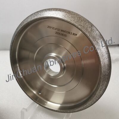 Roda CBN Elektroplating Kustom dengan OD 203mm dan Profil WM 7/39,5 untuk Pengasah Gergaji Pita Kayu